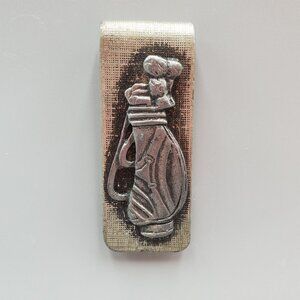 Figural 3D Golf Bag Money Clip Metal Hole in One Award Vintage Metzke